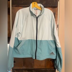 Adidas Light Blue and Teal Zip-Up Jacket women’s large like new